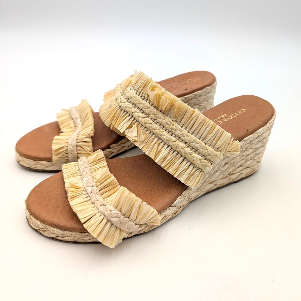 Andre Assous Nori Espadrille Wedge Sandal Women's Natural Raffia Size US5.5 EU36